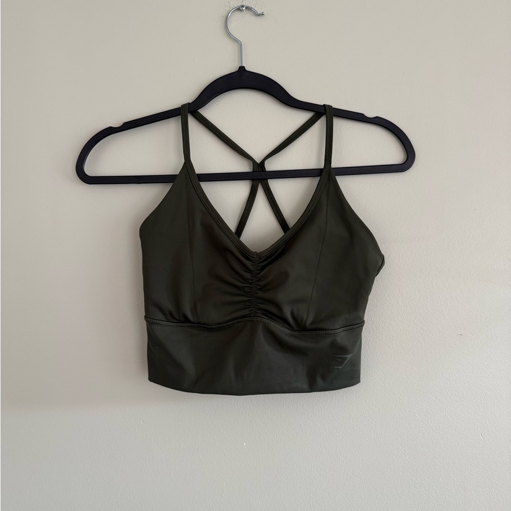 Gym Shark Olive Green Strappy Sports Bra
